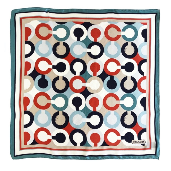 Coach Signature Logo Silk Scarf - Picture 2 of 3
